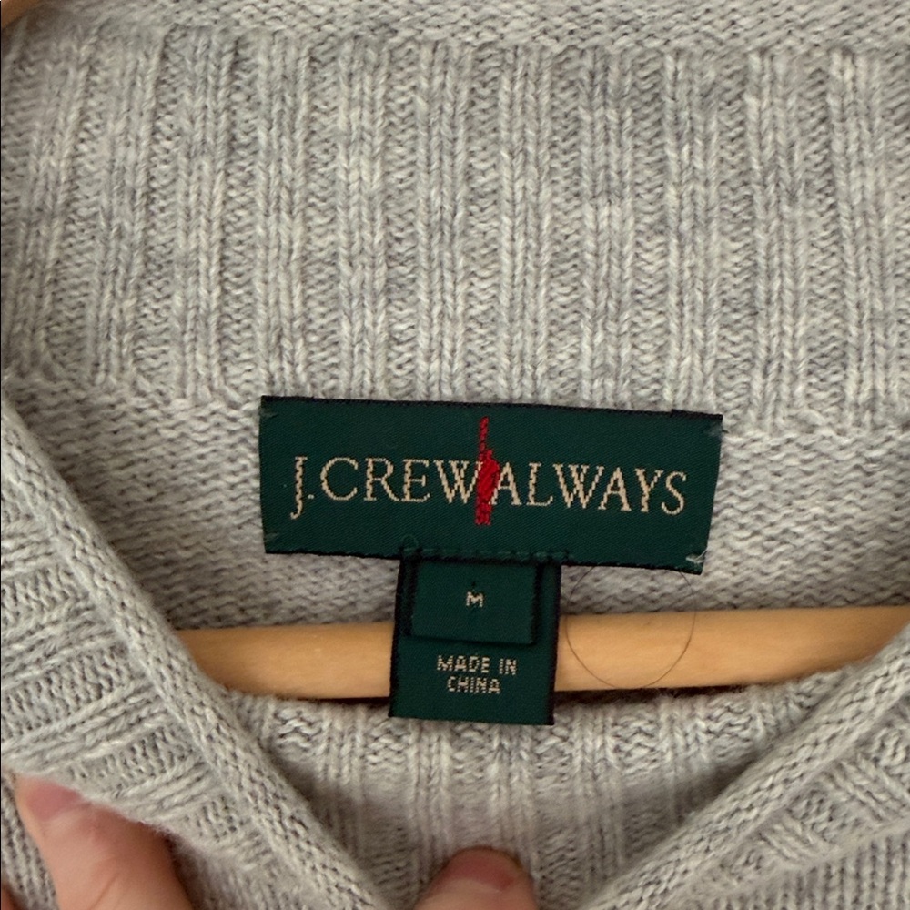J. Crew Gray and Cream/White Polka Dot Roll Neck Sweater - Picture 4 of 10